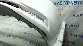 Front bumper, bare, Mazda 3 19-24 4d, white, painted, dents, scratches, broken fasteners