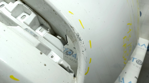 Front bumper, bare, Mazda 3 19-24 4d, white, painted, dents, scratches, broken fasteners