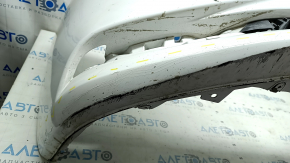 Front bumper, bare, Mazda 3 19-24 4d, white, painted, dents, scratches, broken fasteners