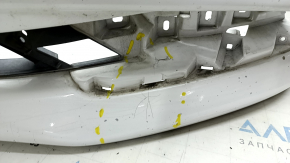 Front bumper, bare, Mazda 3 19-24 4d, white, painted, dents, scratches, broken fasteners