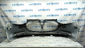 Front bumper, bare, Mazda 3 19-24 4d, white, painted, dents, scratches, broken fasteners