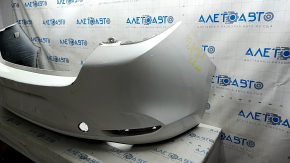 Rear bumper naked Mazda 3 19-24 4d white, painted, dented, crepe cracked, paint peeling