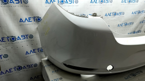 Rear bumper naked Mazda 3 19-24 4d white, painted, dented, crepe cracked, paint peeling
