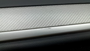 Subaru Outback 15-19 black rear right door panel, black cloth insert, black leather armrest with gray stitching, gray molding, scratches