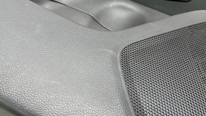 Subaru Outback 15-18 front left door panel, black insert, black cloth, black leather armrest with gray stitching, gray molding, scratches, needs cleaning