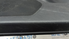 Subaru Outback 15-19 front right door panel, black insert, black cloth, black leather armrest with gray stitching, gray molding, scratches, needs cleaning