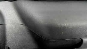 Subaru Outback 15-19 front right door panel, black insert, black cloth, black leather armrest with gray stitching, gray molding, scratches, needs cleaning