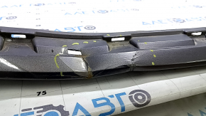 The front bumper of a Toyota Camry V55 2015-2017 (USA) is cracked, dented, and has scratches.