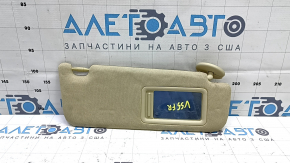 Right sun visor for Toyota Camry V55 15-17 USA, beige, without hook, dry cleanable