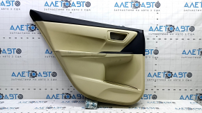 Rear left door panel for Toyota Camry v55 15-17 USA, beige with beige plastic insert, rubber armrest, with window lift control, scratches, needs cleaning