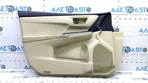 Front left door panel for Toyota Camry v55 15-17 USA, beige with beige plastic insert, rubber armrest, with window lift control, for cleaning