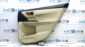 Rear right door panel for Toyota Camry v55 15-17 USA, beige with beige plastic insert, rubber armrest, with window lift control, scratches, needs cleaning