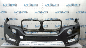 Bare front bumper BMW X5 F15 2014-2018 with 2 parking sensors, headlight washers, graphite, dents, scratches, non-factory holes