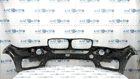 Bare front bumper BMW X5 F15 2014-2018 with 2 parking sensors, headlight washers, graphite, dents, scratches, non-factory holes