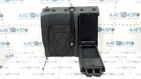 Right rear seat back with armrest, Audi A4 B8 13-16, black leather combined with Alcantara, gray stitching, perforation, S-Line, with seat belt, dented, scratched, worn