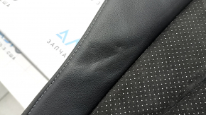 Right rear seat back with armrest, Audi A4 B8 13-16, black leather combined with Alcantara, gray stitching, perforation, S-Line, with seat belt, dented, scratched, worn