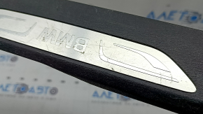 Rear left door sill trim for BMW X5 F15 14-18, black, for 2 rows, with chrome insert, scratches