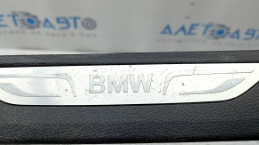 BMW X5 F15 14-18 black rear right door sill plate for 2 rows with chrome insert, scratches, dents