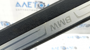 Front left door sill trim for BMW X5 F15 2014-2018, black with chrome insert, scratches, corrosion