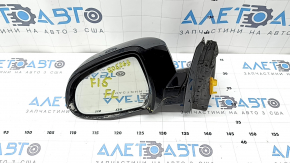 Left side mirror assembly for BMW X5 F15 14-18, glossy mount, 5 pins, turn signal, heated, auto-dimming, graphite, broken housing and turn signal