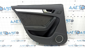 Black rear left door panel, Audi A4 B8 13-16 sedan, BANG & OLUFSEN, under curtain, black leather armrest, black Alcantara insert, aluminum molding, dents, scratches