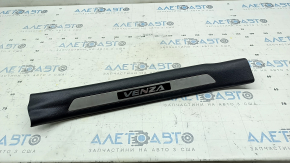 Front right door sill plate for Toyota Venza 21-24, black, chrome insert, film-coated, corrosion-resistant