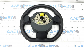 Steering wheel assembly Audi A4 B8 13-16 3-spoke, S-Line, beveled, black leather with perforation, gray stitching, with airbag, scratches