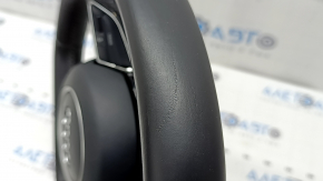 Steering wheel assembly Audi A4 B8 13-16 3-spoke, S-Line, beveled, black leather with perforation, gray stitching, with airbag, scratches