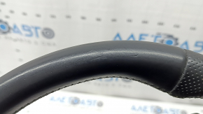Steering wheel assembly Audi A4 B8 13-16 3-spoke, S-Line, beveled, black leather with perforation, gray stitching, with airbag, scratches