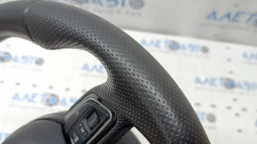 Steering wheel assembly Audi A4 B8 13-16 3-spoke, S-Line, beveled, black leather with perforation, gray stitching, with airbag, scratches