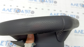 Steering wheel assembly Audi A4 B8 13-16 3-spoke, S-Line, beveled, black leather with perforation, gray stitching, with airbag, scratches