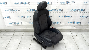 Audi A4 B8 13-16 passenger seat with airbag, electric, heated, combined black leather with Alcantara, perforated, gray stitching, S-Line, front clean, worn