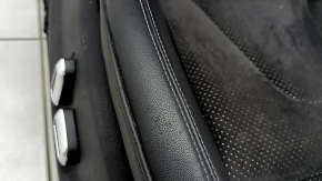 Audi A4 B8 13-16 passenger seat with airbag, electric, heated, combined black leather with Alcantara, perforated, gray stitching, S-Line, front clean, worn