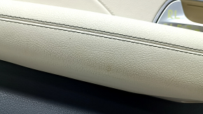 Door trim panel rear left complete Mercedes W167 GLE 350 450 20-23 dark gray, insert and armrest beige leather, molding under dark wood, Burmester, without curtain, scratches, needs cleaning