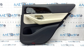 Door trim panel, rear right, complete, Mercedes W167 GLE 350 450 20-23, dark gray, insert and armrest, beige leather, molding under dark wood, Burmester, without curtain, scratches, needs cleaning