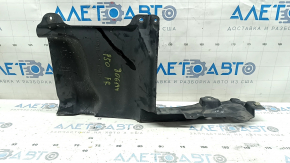 The right side engine guard of a Toyota Prius 50 16-18 is worn and torn.