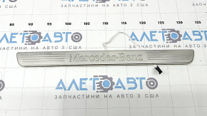 Outer front left door sill plate for Mercedes W167 GLE 350 450 20-24, chrome with backlight, scratches, dents
