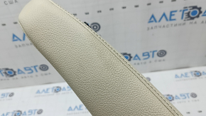 Rear seat side panel, 2nd row, left, Mercedes W167 GLE 350 450 20-23, beige leather with perforation, dents, needs cleaning, crack in the mount