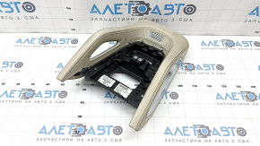 Upper center console trim for Mercedes W167 GLE 350 450 20-23, beige leather with chrome, backlit, worn, needs cleaning, scratches