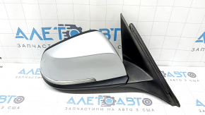 Right side mirror assembly for BMW 3 Series F30 4D 13-18 USA, 5 pins, matte mount, turn signal, BSM, auto-folding, silver, bumper