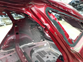 Quarter wing rear left Toyota Venza 21-24 red, on the body, wrinkled