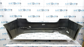 Bare rear bumper BMW 3 F30 16-18 without parking sensors, under molding, silver, scratches, broken mount, dent