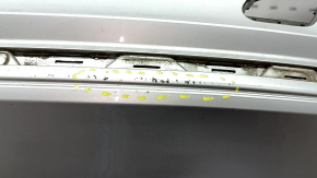 Bare rear bumper BMW 3 F30 16-18 without parking sensors, under molding, silver, scratches, broken mount, dent