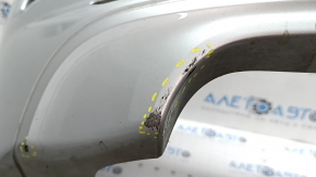 Bare rear bumper BMW 3 F30 16-18 without parking sensors, under molding, silver, scratches, broken mount, dent