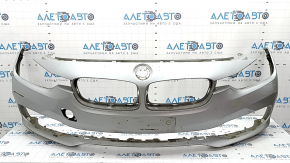 Bare front bumper for BMW 3 Series F30 16-18 Sport line, without parking sensors, silver, scratches, broken mount, non-factory holes