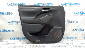 Front left door panel, Toyota Highlander 20-25, black leather, XLE, XSE, black insert, black leather armrest, with handle, scratches, scuffs, needs cleaning