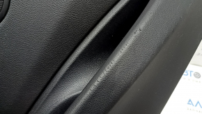 Front left door panel assembly for BMW 3 Series F30 12-18, black, armrest and insert, black leather, gray stitching, chrome molding, dark wood trim, backlit, scratches