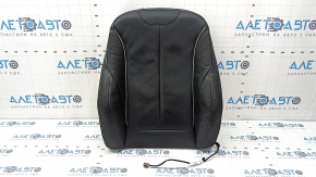 BMW 3 F30 12-18 driver's seat backrest trim, black leather, gray stitching, heated, Sport, worn, scratches