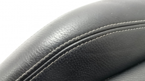 Driver's seat cushion upholstery for BMW 3 F30 12-18, black leather, gray stitching, heated, Sport, worn, scratches
