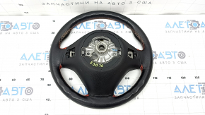 Naked steering wheel BMW 3 F30 12-18 black leather, Sport, red stitching, heated paddle shifters, with buttons and trim, scratches, worn